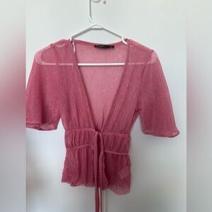 Sheer sparkly tie top